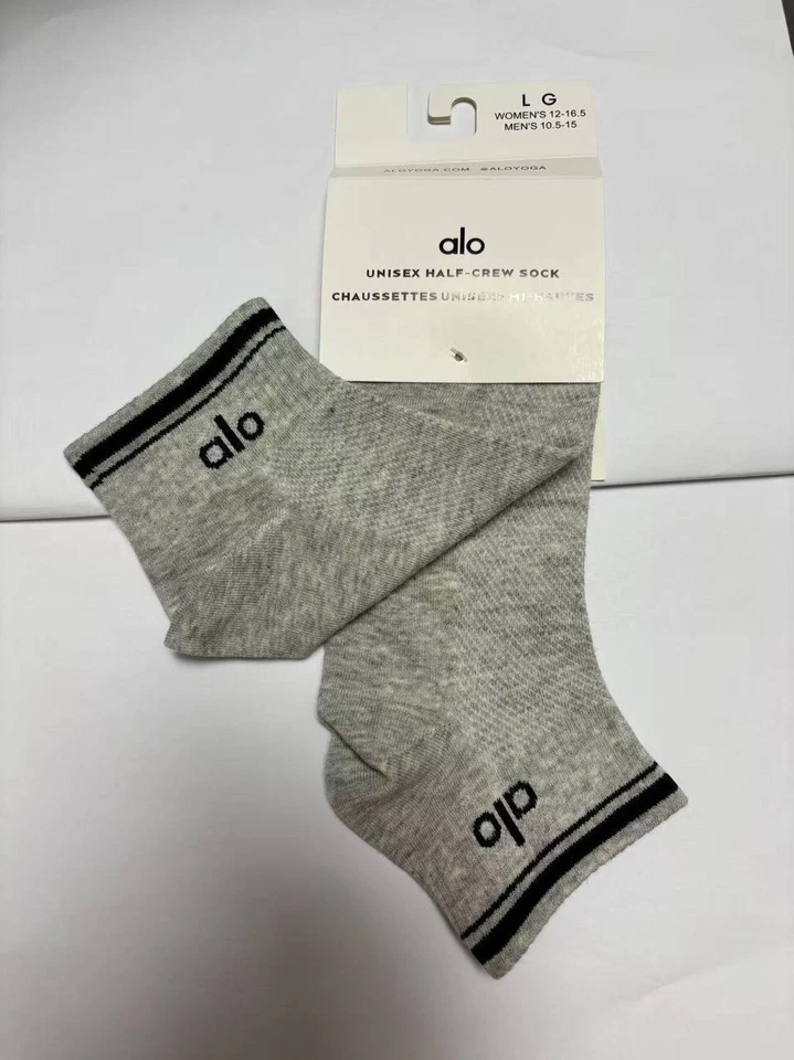 Paquete de 3 calcetines de yoga ALO unisex media tripulación retro negro blanco gris talla L nuevos con etiquetas Foto 4 de 4