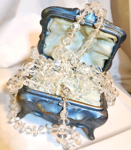 Vtg XXL 62" Faceted Quartz Rock Crystal Hand Knotted 8.3mm Bead Endless Necklace - Picture 12 of 12