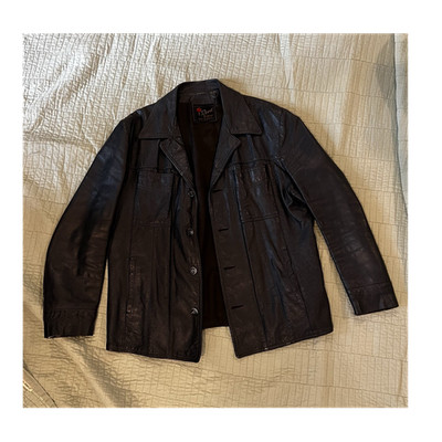 Vintage Reed Sportswear Men's Blue Leather Jacket XL Mid-Length