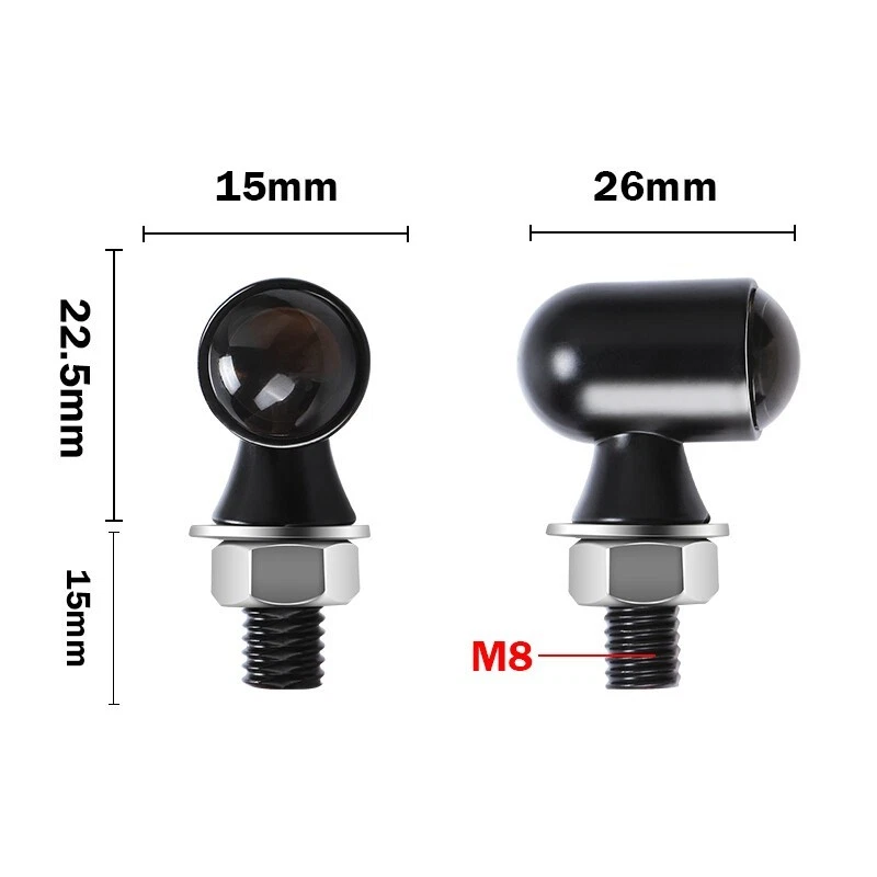Mini intermitente LED negro para motocicleta luz ámbar intermitente para Bobber Café Racer Foto 3 de 4