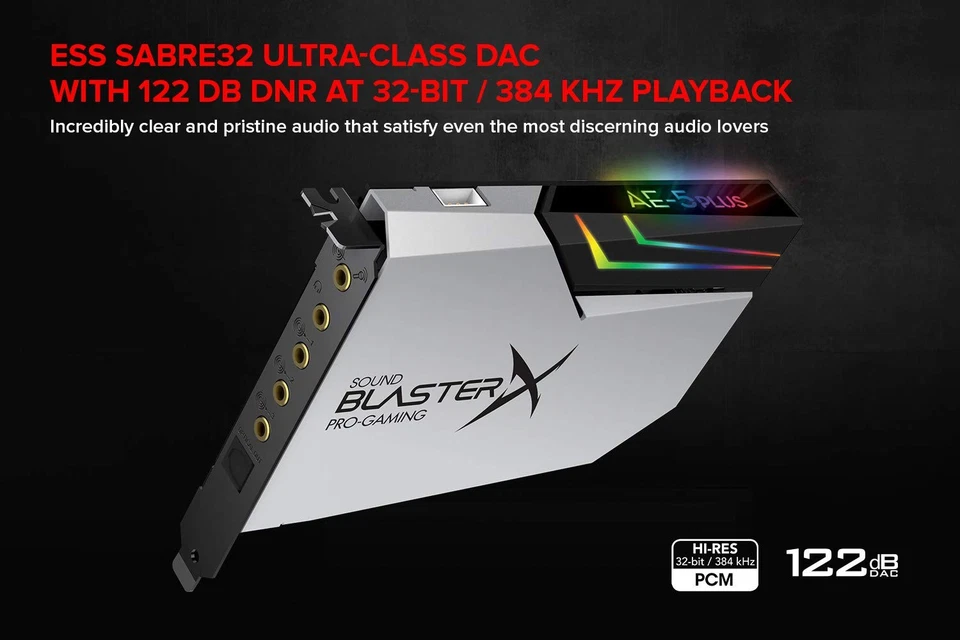 CREATIVE Sound BlasterX AE-5 Plus Pure Edition SABRE32 Ultra-Class 32-bit/384kHz - Image 4 of 4