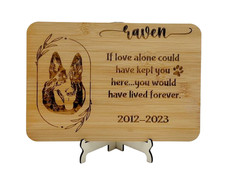 Laser Engraved Pet Memorial Plaque Custom Bamboo Wood with Easel