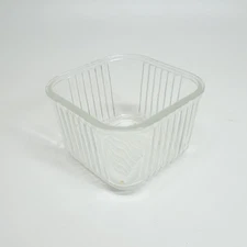 Vintage Federal Clear Glass 4" Square Ribbed Refrigerator Dish Embossed B47