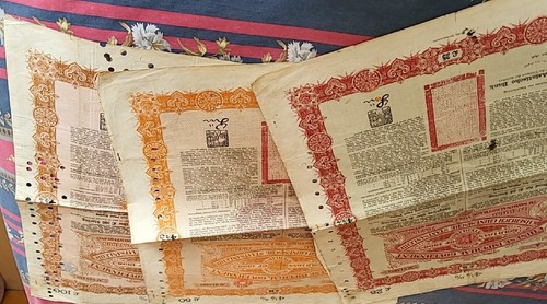 1898 Governo Imperiale Cinese 25 50 100 sterline cedole oro obbligazioni s4