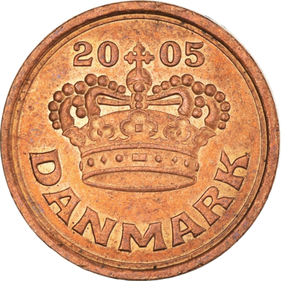 Danish Coin 25 Øre | Queen Margrethe II | Christian V | Denmark