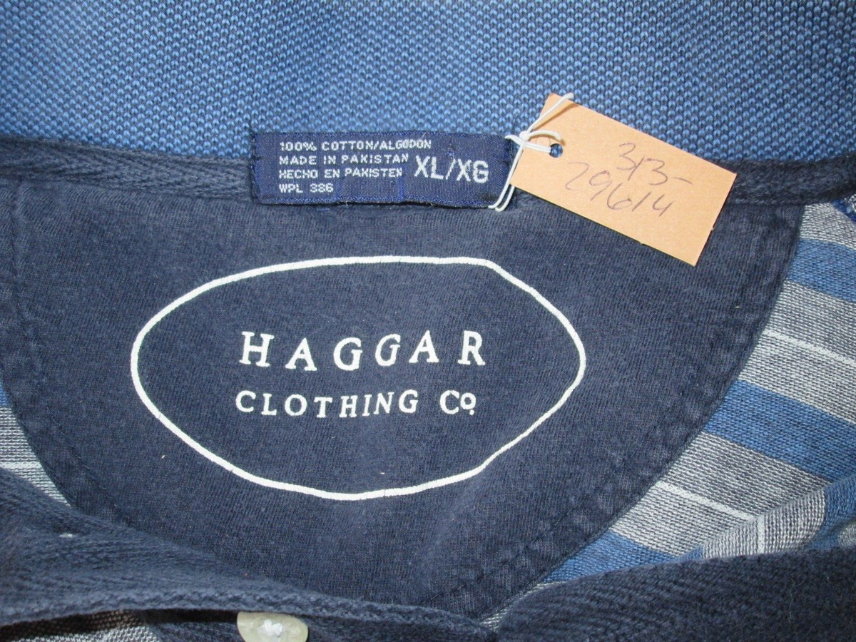 シャツ Haggar Blue Striped Polo Shirt Mens Size XL Chest 50 Short Sleeve