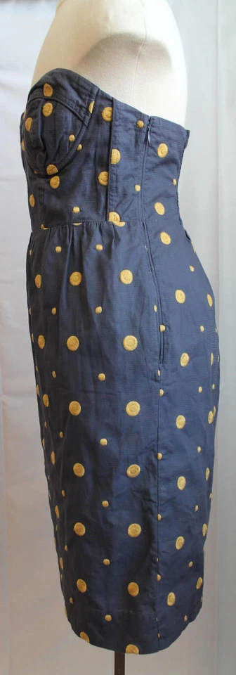 Vestido Anthropologie Floreat Sun bolinhas bordado sem alças tamanho 2 - Imagem 3 de 4