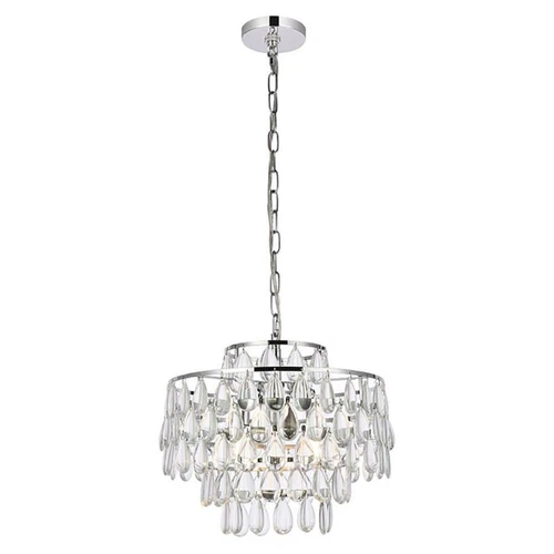 Elegant Lighting Mila 16" Contemporary Iron and Crystal Pendant in Chrome - Picture 1 of 8