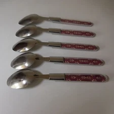 N9214 Soleiado Stainless Steel Acrylic Glass 5 Art Deco Table Spoons