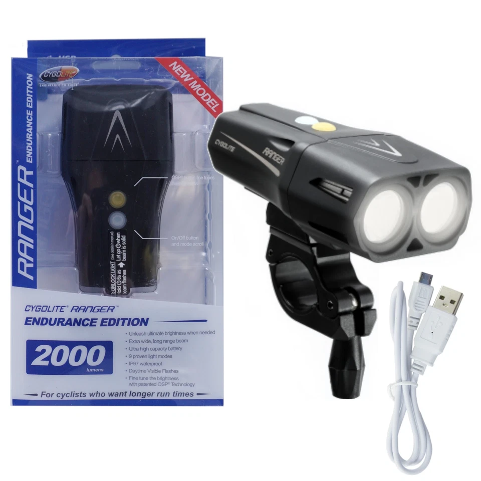 Cygolite Ranger 2000LM Endurance USB Bike Front Head Light 9 Modes - Image 2 of 3