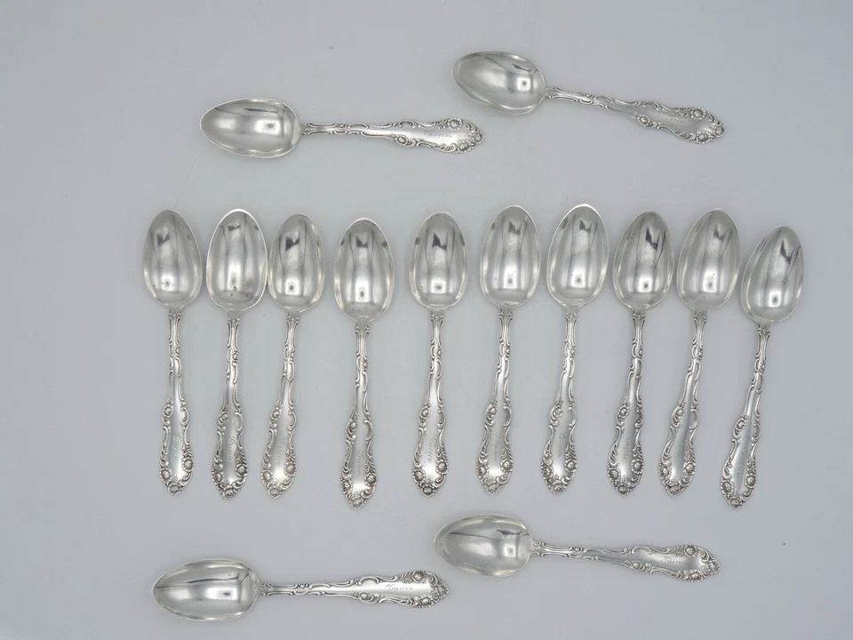 LOTE DE 14 PIEZAS TOALLA ANTIGUA PATRÓN INGLÉS ANTIGUO ESTERLINA 5' EN PUNTO CUCHARADITA 5.5" Foto 4 de 4