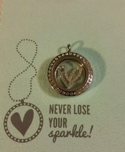 Details About Origami Owl Medium Silver Hinged Locket Wcrystals And Heart Window Plate