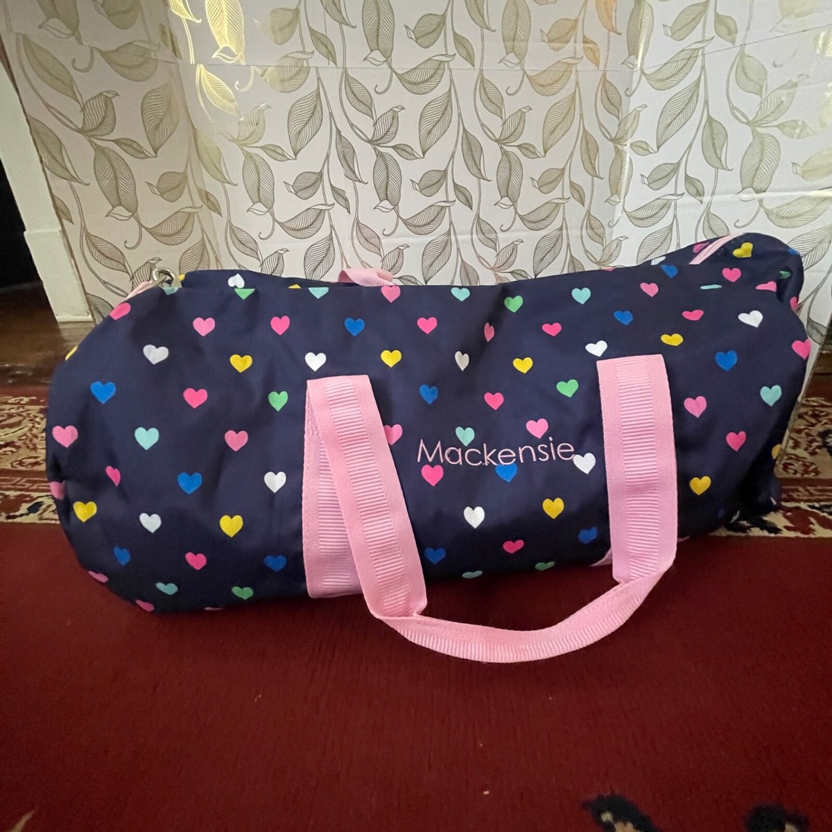 【TMV X DEINET】HEART STAR DUFFLE BAG NWOT Pottery Barn Mackenzie Navy Pink Multi Hearts Large