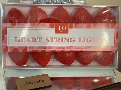 10 Count Red Heart Valentines Day String Lights Indoor And Outdoor Use New
