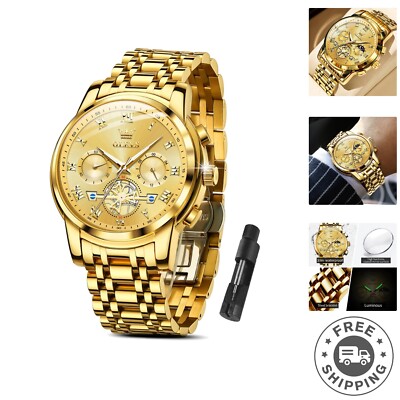 Stylish Chronograph Watch for Men - Durable Two-Tone Stainless Steel, Gift Ready