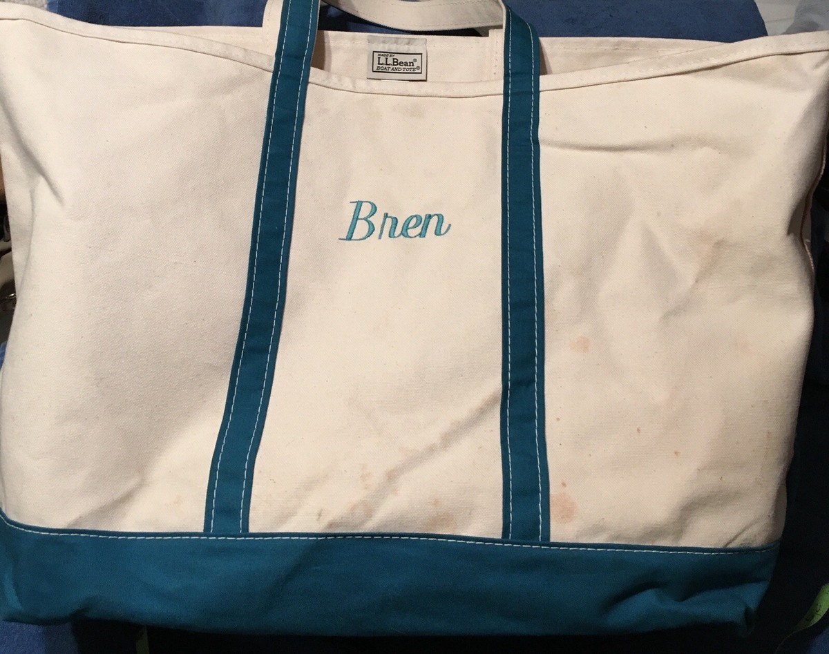 LL Bean Boat & Tote Blue Trim XL Tote Bag Vintage Tote USA LL Bean Boat & Tote Blue Trim XL Tote Bag Vintage Tote USA