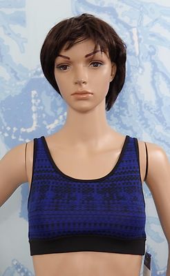 Threads 4 Thought Electric Blue/Black Women's Mina Treadmark Stripe Sports Bra,S