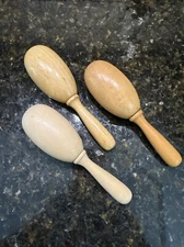 LOT of 3 VINTAGE WOODEN EGG SHAPED SOCK DARNING REPAIR TOOLS