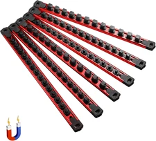 6-Piece Magnetic Socket Organizer, Heavy Duty Aluminum Socket Rails Organizer, 3