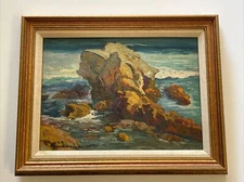 FREDERICK BECKER ANTIQUE LANDSCAPE PAINTING AMERICAN PLEIN AIR  COASTAL BEACH