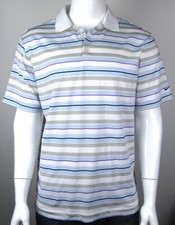 Nike Dri Fit Golf White Stripe Polo Shirt Sz Large L