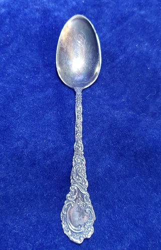 Wallace Sterling LOUVRE 5 3/4" 5 o'clock TEASPOON - monogram in bowl