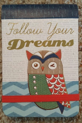 Owl Follow Your Dreams Note Pad 4 1/4" x 2 3/4"