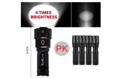Torche Lampe de Poche Led Rechargeable, Ledeak CREE 1200 lumens XM-L2 Tactique Ultra Puissante Militaire, 5 Modes Intensité Ajustable Zoomable étanche Lampe Torche (18650 Pile Rechargeable incluse