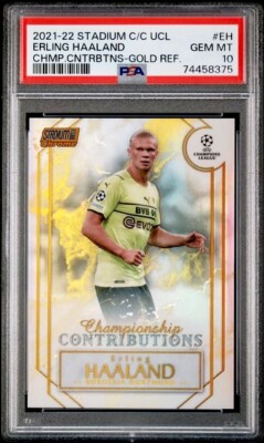 2021-22 Erling Haaland Topps Stadium Club Chrome Gold Refractor 43/50 PSA 10 GEM