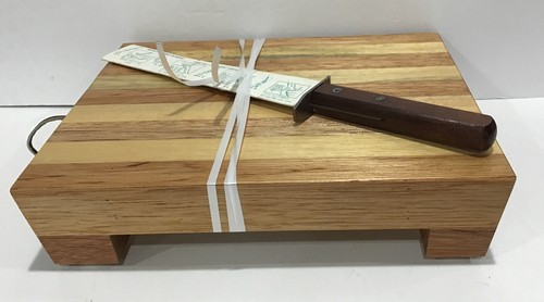 Vintage Scandinavian Small Tabletop Butcher Block Footed Cutting Board 11x9” NEW - Picture 12 of 12