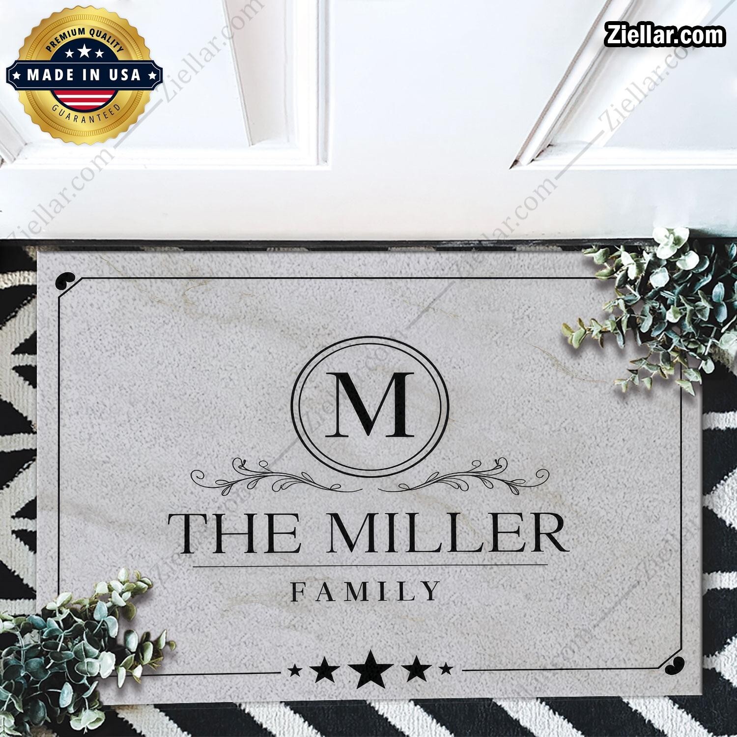 Custom Marble-Look Doormat with Family Initials