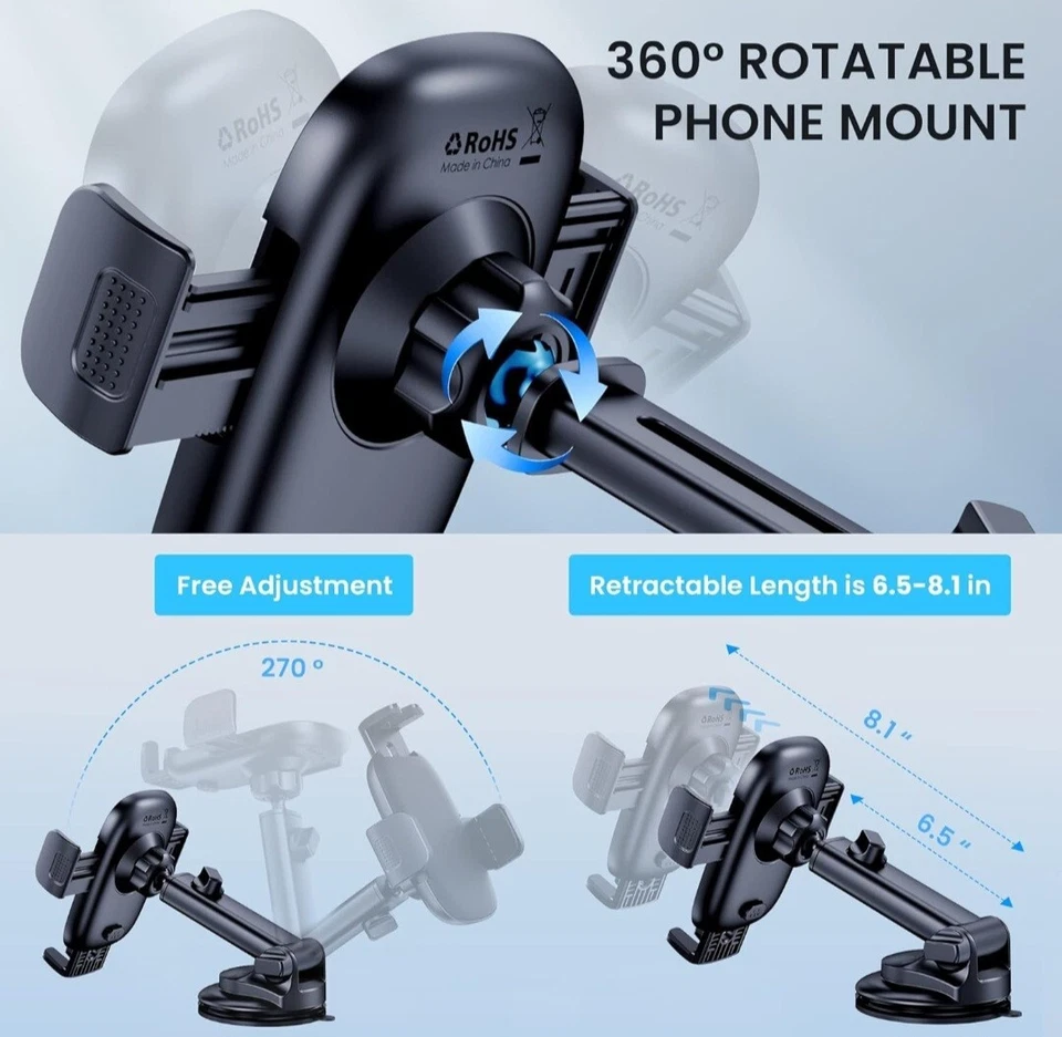 Phone Holder Mount Phone Mount for Car Windshield Dashboard Air Vent Universal - Image 4 of 4