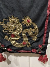 Envogue Table Runner Black Velvet  Dragon  Motif  Home Decor 16-90”, New