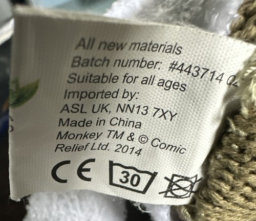 PG Tips Tea Monkey/Chimp In Dressing Gown Plush/soft Toy for Comic Relief 2014 - Bild 5 von 5