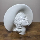 Royal Haeger Lady Bust Vase Art Deco 1930s USA Large Hat AS IS Cracked
