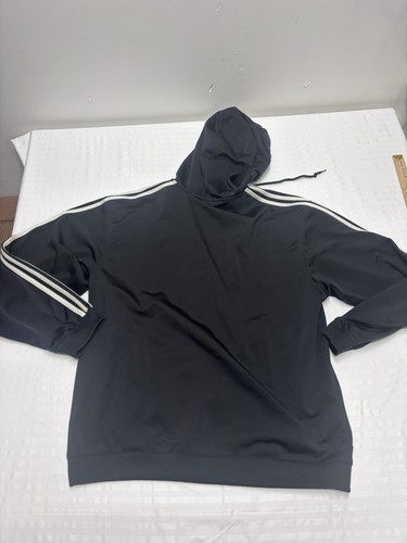 Adidas Classic Jacket L Black White Stripe Zipup Hoodie - Picture 9 of 9