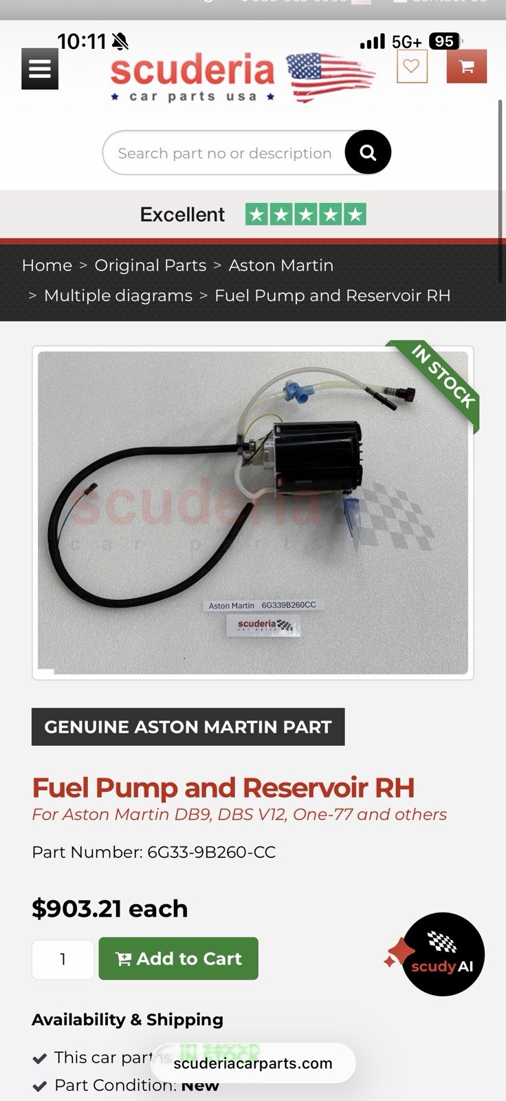 Aston Martin DB9 Vantage Rear Fuel tank