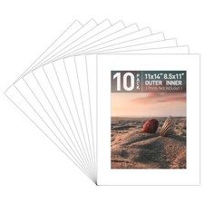 , White Pre-Cut 11x14 Picture Mat for 8.5x11 Photo, with Acid White Core High...