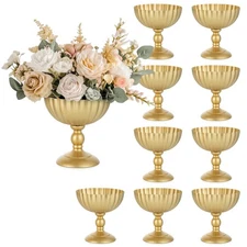 Urn Vase for Wedding Centrepiece: 7.9in Gold Compote Bowl Vase Table Decorati...