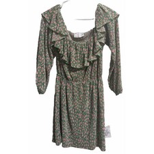 New ASOS Design Sz 4 Mini Dress long sleeves green pink Cottage Whimsical Girly