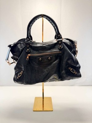 バレンシアガ　シティファースト　黒　ビンテージ Balenciaga Classic City Bag Black Leather Motorcycle Handbag with