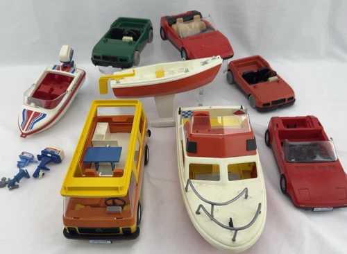 Vintage Playmobil  Boat and Vehicle Lot