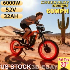 CHEEVALRY 6000W E-Motorcycle 52V32AH Electric Dirt Bike E-Mountainbike 60MPH US