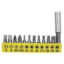 MultiPurpose 12pc Screwdriver Bit Kit With 55mm Extension Rod Storage Rack