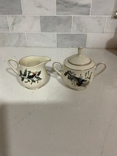 Lenox Winter Greetings Creamer & Sugar w/ Lid American Home Collection Christmas