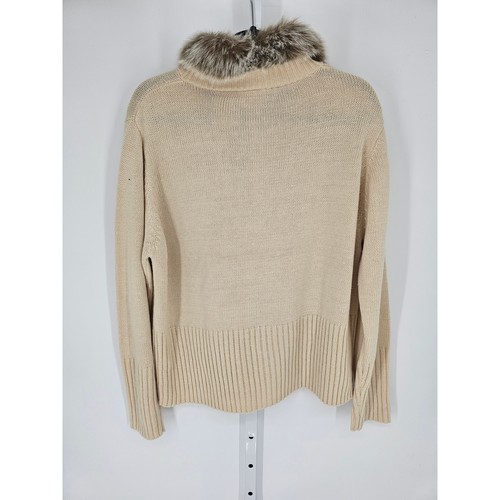 Kathie Lee Women's Long Sleeve Zip Up Fur Collar Tan Cardigan Sweater Size XL - Picture 4 of 4