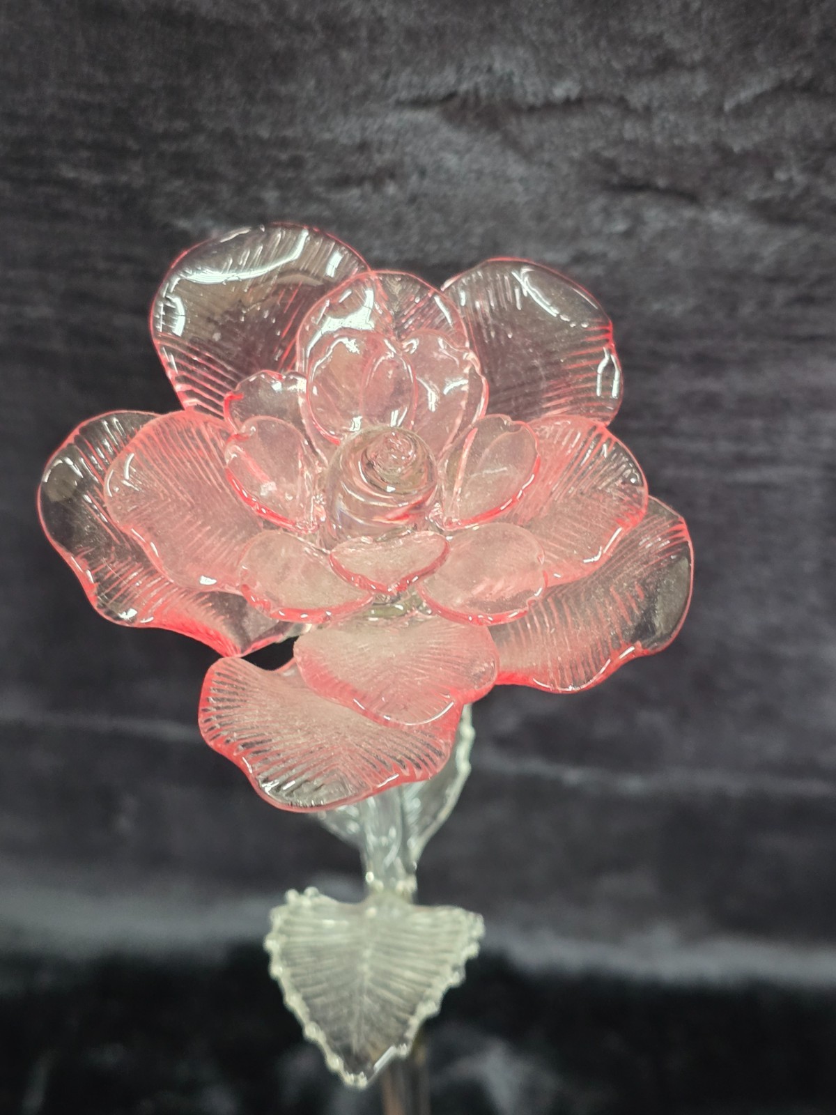 BEAUTIFUL Waterford Fleurology Fine Crystal Sculpted Pink Rose Flower 14.5" Mint