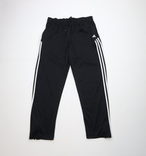 Vintage Y2K Adidas Mens XL Distressed Spell Out Striped Knit Sweatpants Black