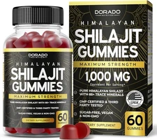 Shilajit Gummies 1000mg Gold Grade with 85 Trace Minerals Vegan USA Made