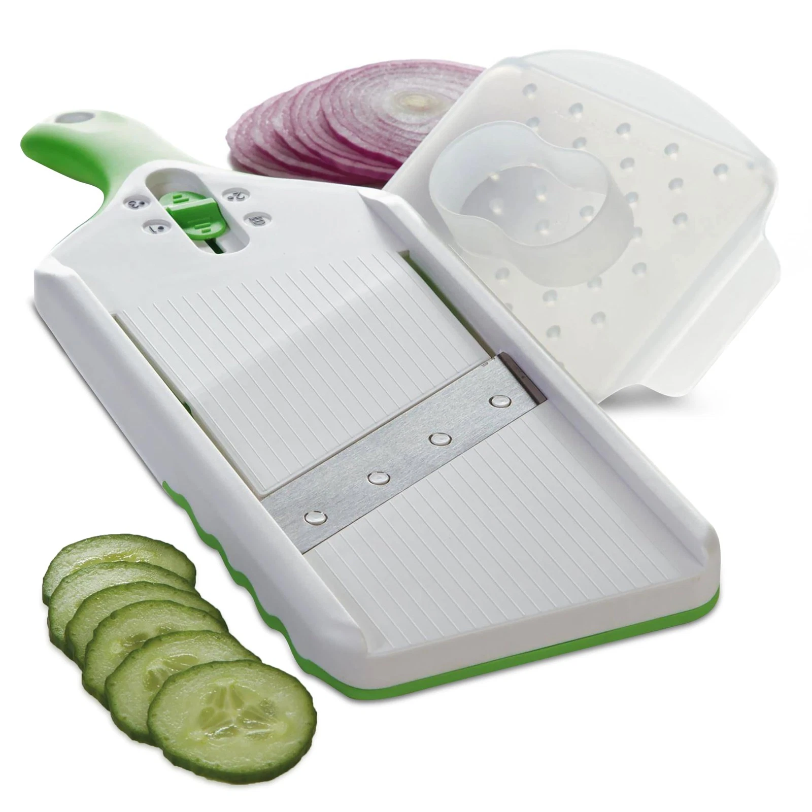 Adjust-A-Slice Mandoline Slicer, Green – Adjustable Thickness, Perfect for Ve...